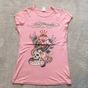 Pink Ed Hardy T vintage 00s